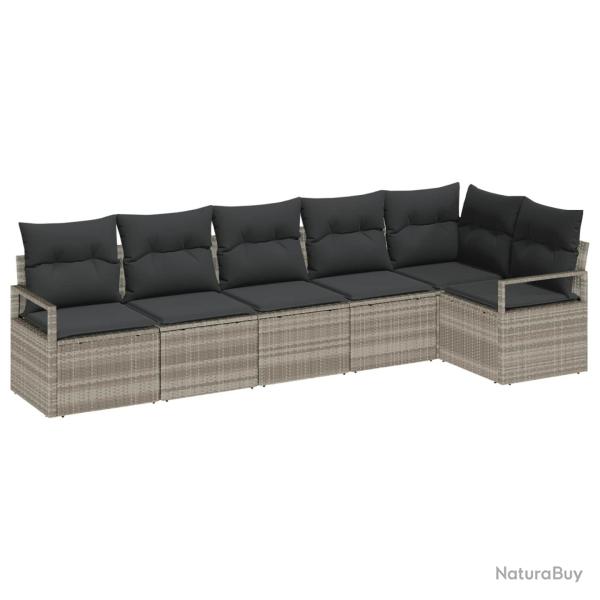 Ensemble de Canap�s 6 pcs Gris clair polyrotin