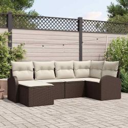 Ensemble de canap&eacute; de jardin Marron polyrotin