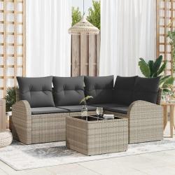 Ensemble de canap&eacute; de jardin 5 pcs Gris clair polyrotin