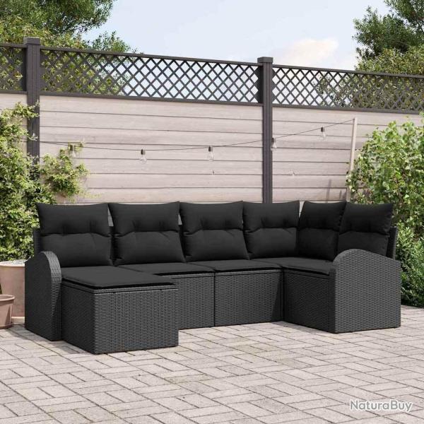 Ensemble de canap� de jardin 6 pcs Noir polyrotin