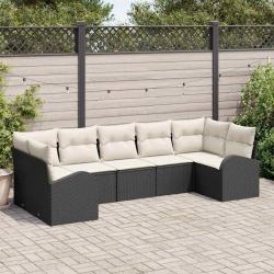 Ensemble de canap&eacute; de jardin 7 pcs Noir Poly Rattan