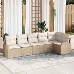 Ensemble de canap&eacute; de jardin 6 pcs Beige Poly rotin