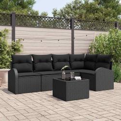 Ensemble de Canap&eacute;s avec coussin Noir Polyester