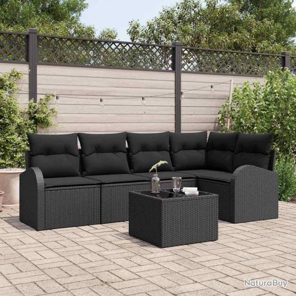 Ensemble de Canap�s avec coussin Noir Polyester