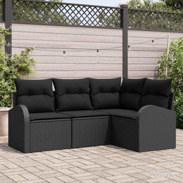 Ensemble de canap� de jardin 4 pcs Noir polyrotin