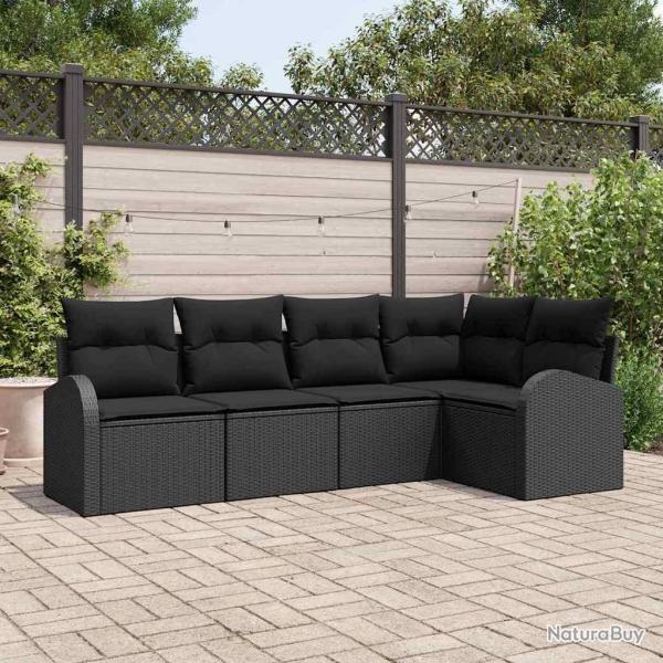 Ensemble de Canap�s avec coussin Noir Polyester