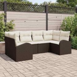 Ensemble de canap&eacute; de jardin 6 pcs Marron Poly Rattan