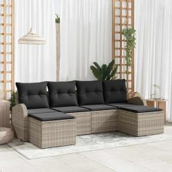 Ensemble de canap&eacute; de jardin 6 pcs Gris clair Poly Rattan