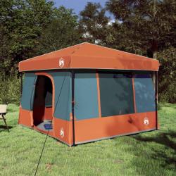 Ensemble de Tentes de Camping avec toit 2 pcs Gris et orange