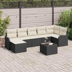 Ensemble de canap&eacute; de jardin Noir polyrotin
