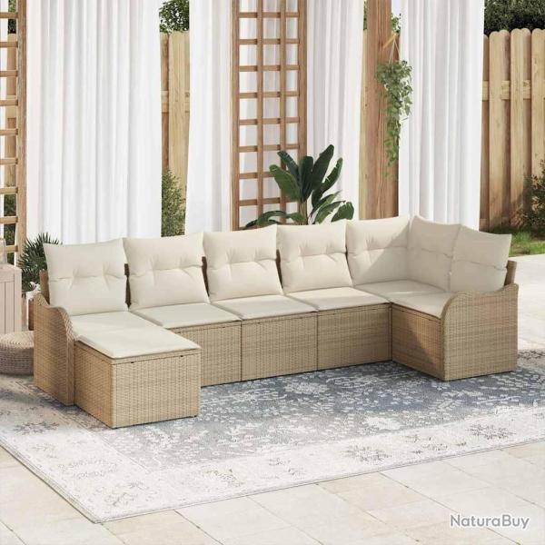Ensemble de canap� de jardin 7 pcs Beige polyrotin