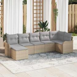 Ensemble de canap&eacute; de jardin 7 pcs Beige polyrotin