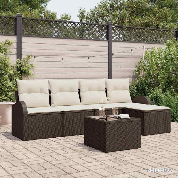 Ensemble de canap� de jardin 6 pcs Marron Poly rotin