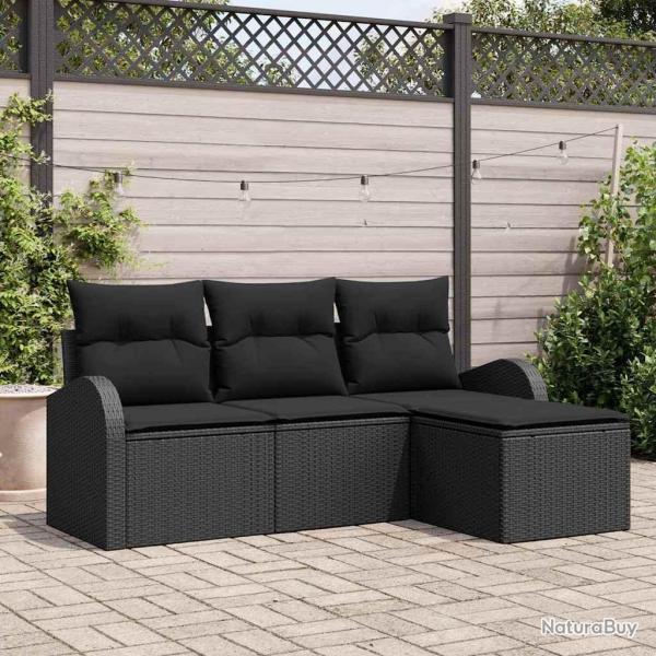 Ensemble de canap� de jardin Noir polyrotin