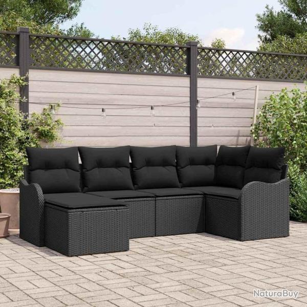 Ensemble de canap� de jardin 6 pcs Noir polyrotin