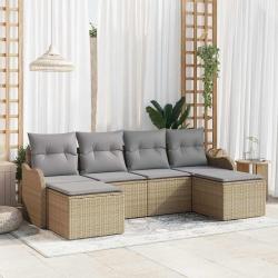 Ensemble de canap&eacute; de jardin 6 pcs Beige Poly rotin
