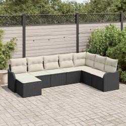 Ensemble de canap&eacute; de jardin Noir polyrotin