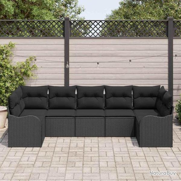 Ensemble de canap� de jardin Noir polyrotin