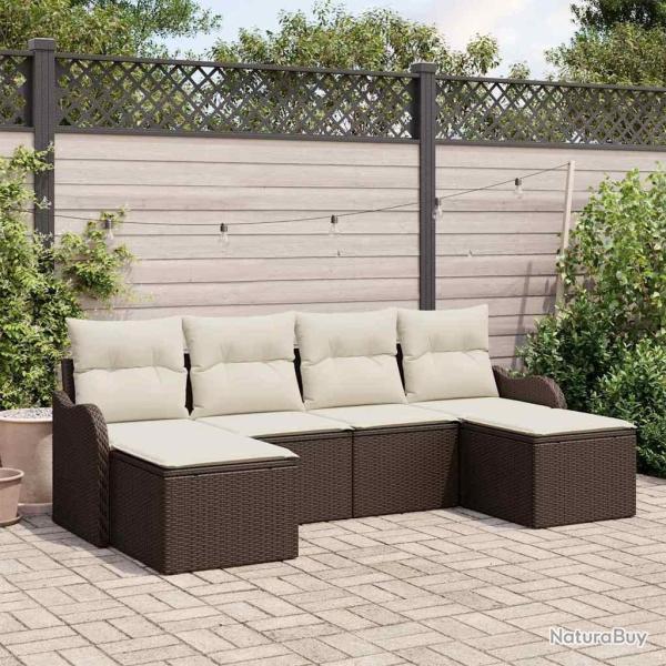Ensemble de canap� de jardin 6 pcs Marron Poly rotin