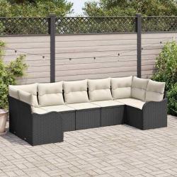 Ensemble de canap&eacute; de jardin Noir polyrotin