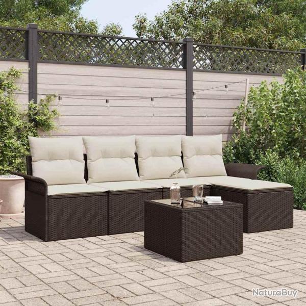 Canap� d'ext�rieur avec coussin 6 pcs Marron polyrotin
