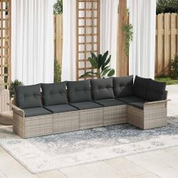Ensemble de canap&eacute; de jardin 6 pcs Gris clair polyrotin