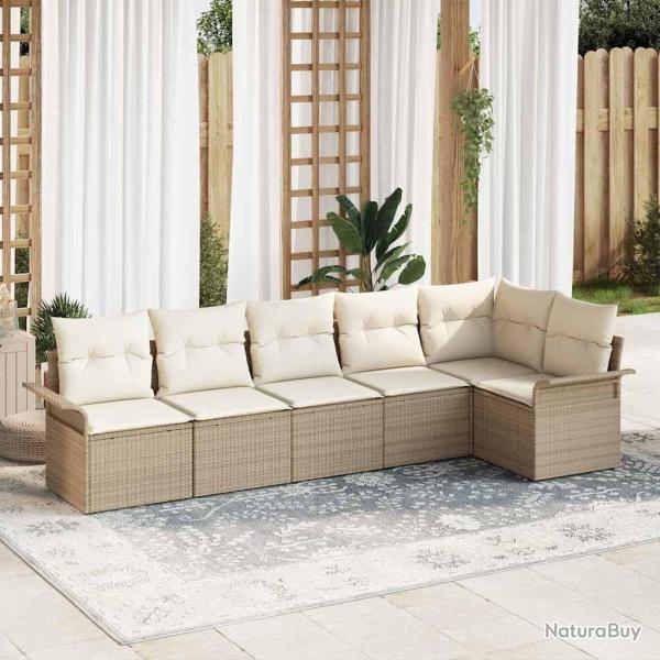 Ensemble de canap� de jardin avec coussin 6 pcs Beige polyrotin