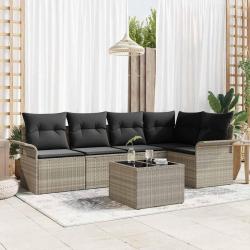 Ensemble de canap&eacute; de jardin avec coussin 6 pcs Gris polyrotin
