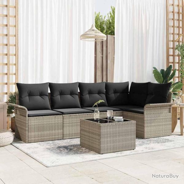 Ensemble de canap� de jardin avec coussin 6 pcs Gris polyrotin