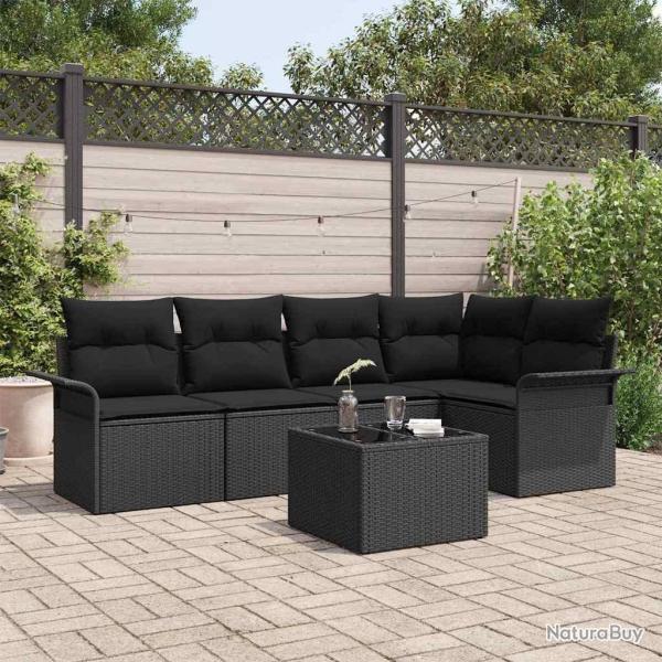 Ensemble de canap� de jardin avec coussin 6 pcs polyrotin