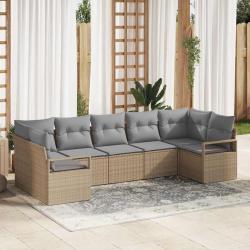Ensemble de Canap&eacute;s avec coussin 7 pcs Beige polyrotin