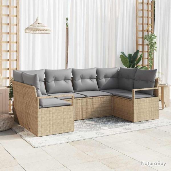 Ensemble de Canap�s avec coussin 6 pcs Beige polyrotin