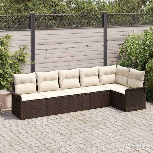 Ensemble de canap� de jardin 6 pcs Marron polyrotin