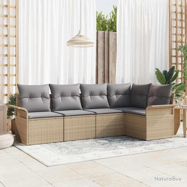 Ensemble de canap� de jardin avec coussin 5 pcs Beige polyrotin