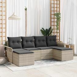 Ensemble de canap&eacute; de jardin 6 pcs Gris clair Poly rotin