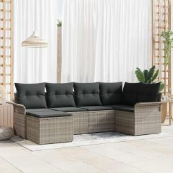 Ensemble de canap&eacute; de jardin 6 pcs Gris clair polyrotin