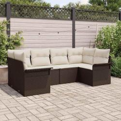 Ensemble de canap&eacute; de jardin 6 pcs Marron polyrotin
