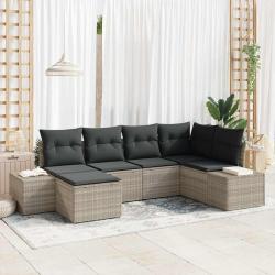 Ensemble de canap&eacute; de jardin 6 pcs Gris clair polyrotin