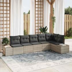 Ensemble de canap&eacute; de jardin 6 pcs Gris clair polyrotin