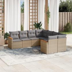 Salon de jardin avec coussins 8pcs m&eacute;lange beige r&eacute;sine tress&eacute;e