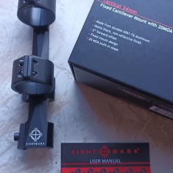Montage monobloc - d&eacute;port&eacute; - cantilever fixe Sightmark Tactical 34 mm - 20MOA - d&eacute;callage avant 2"