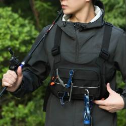 Sac de poitrine tactique pour hommes, gilet avant de course, sac &agrave; dos, pochette de plate-forme