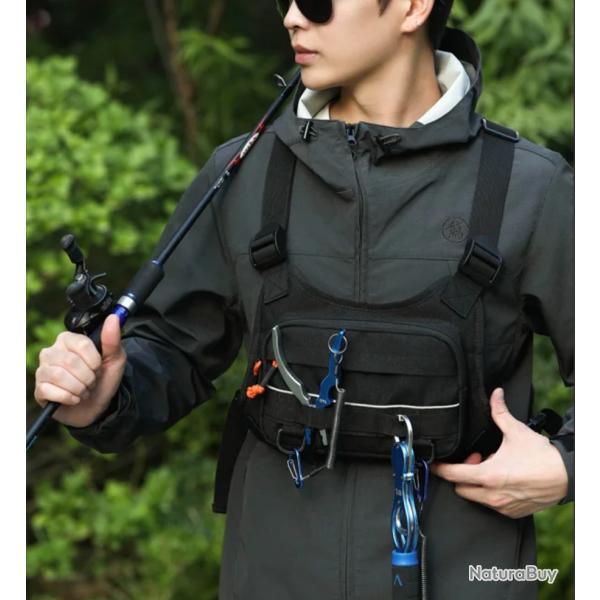 Sac de poitrine tactique pour hommes, gilet avant de course, sac � dos, pochette de plate-forme