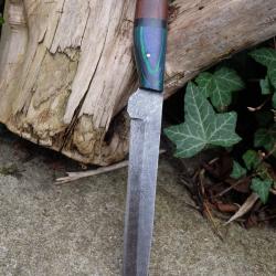 Couteau De Cuisine D'Office Lame Acier Damas 256 Couches Manche 2 Bois Fabrication Artisanale