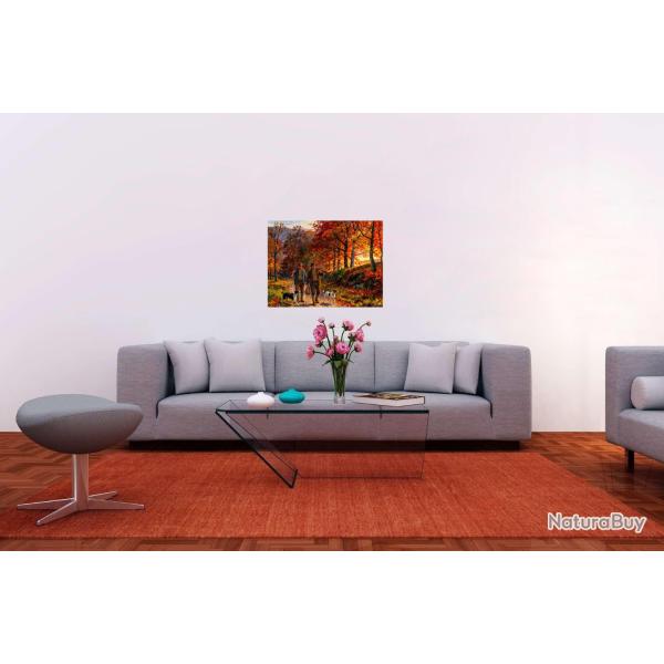 Peinture sur toile acrylique / Retour de chasse automnale / (80x60) cm
