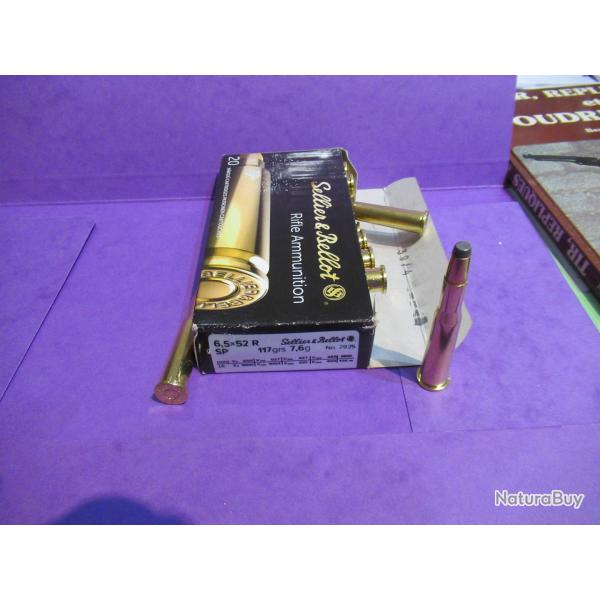 20 BALLES 6,5 X 52 R sellier bellot SP 117 grs et 7,6 g