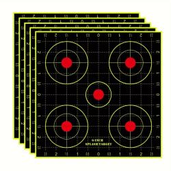 Lot 10 Cibles Autocollantes Fluorescentes Splatter 5 Points 15cm Tir Pr&eacute;cision Carabine 22LR