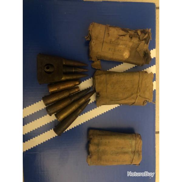 Lot de 32 cartouches 8mm lebel emballage carton - Clip de 3 coups - feuillette