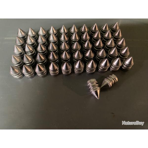 100 Ogives plomb, 210 grains poudre noire