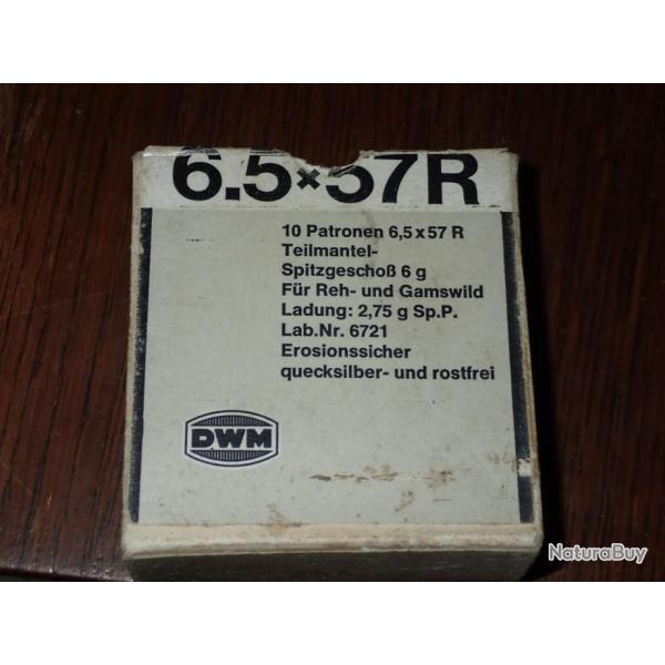 Boite ancienne contenant 9 douilles - calibre 6,5x57R - Marque DWM